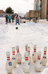 Snow bowling.