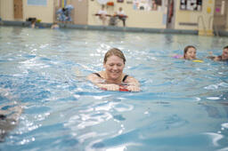Student Recreation Center. Photo shoot. Water aerobics.