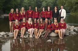 Volleyball team and headshots.