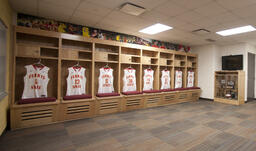 Mens basketball locker room.