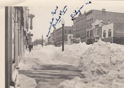 Downtown Big Rapids winter scene. Binney Auto Parts. Undated photo