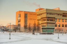 Winter campus scene.