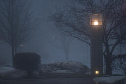 Winter fog campus scenes.
