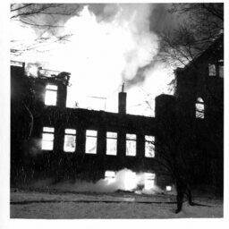 Ferris Institute Fire Feb 21 1950   Old Main on fire
