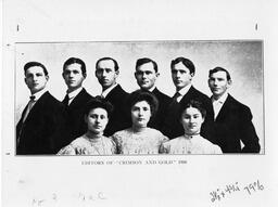 Crimson and Gold yearbook editors photo. 1908.