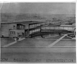 East Building architectural sketches. Undated photo.