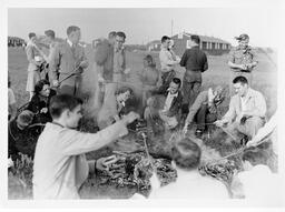 Ferris Institute hog roast with President Brophy. 5 June 1951.