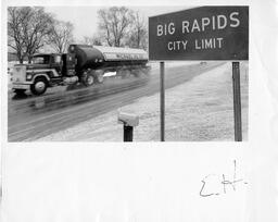 Big Rapids. City limits sign. Undated photo.