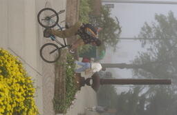 Foggy campus scenes.