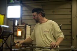 Glass blowing.