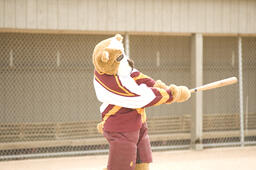 Brutus Bulldog playing baseball.