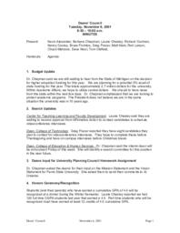 Deans Council. Minutes. 6 November 2001.