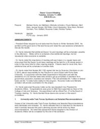 Deans Council. Minutes. 11 January 2005.