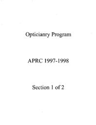 Opticianry Academic Program Review report.