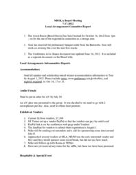 Local Arrangements Report July 2012