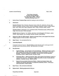 Minutes of the Academic Senate.  9 May 2002.