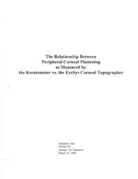 The Relationship Between Peripheral Corneal Flattening As Measured By The Keratometer vs. The EyeSys Corneal Topographer.