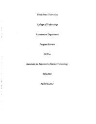 Automotive Service Technology Academic Program Review report.