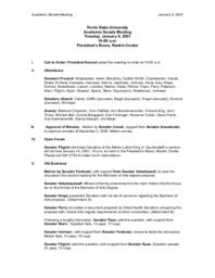 Minutes of the Academic Senate. 9 January 2001.