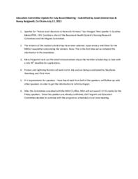 Education Committee Report July 2012