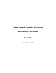Organizational Tactics For Optometric Professional Associations.