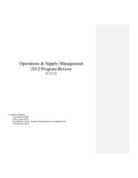 Operations Management Academic Program Review report.