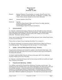 Deans Council. Minutes. 12 December 2000.