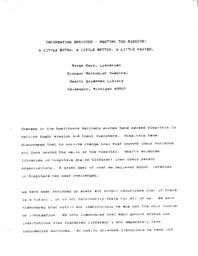 1987 Kars Report to MACHIS - Bronson Hospital Library Consumer Health Service