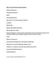 Work Team Revision Worksheet